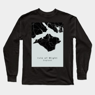 Isle of Wight England Island Map dark Long Sleeve T-Shirt